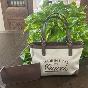 Gucci Craft Canvas & Leather Tote Bag